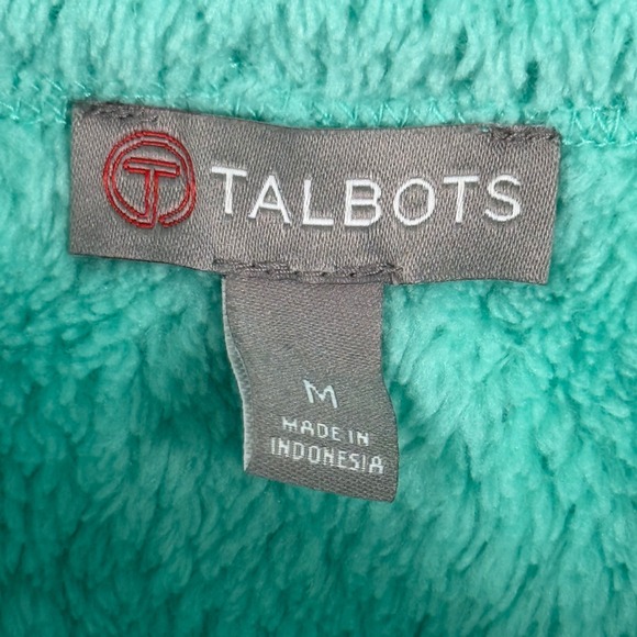 Talbots Fleece Pullover Quarter Zip Cozy Comfy Soft Mint Green M casual chic - Picture 3 of 9